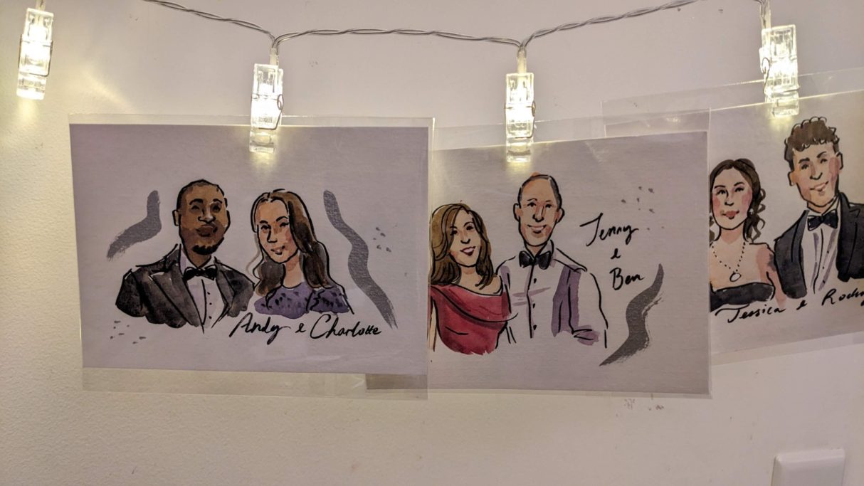 A6 live portraits corporate christmas party